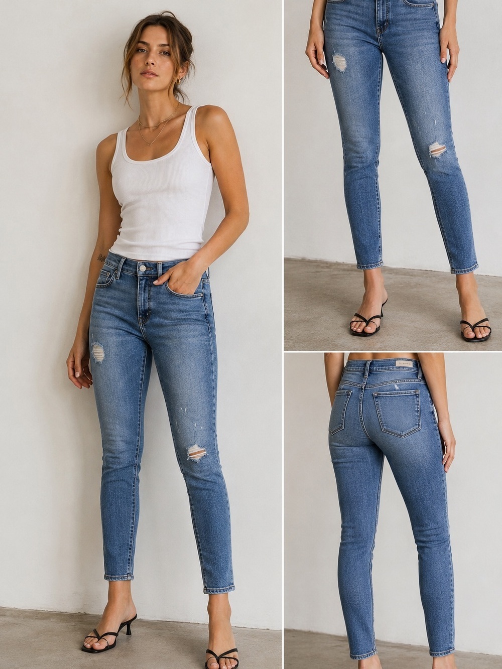 Denim forum the Lola high rise skinny slight distressed 27